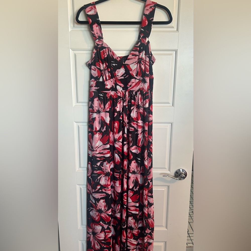 Floral Maxi Skirt - Black and Pink